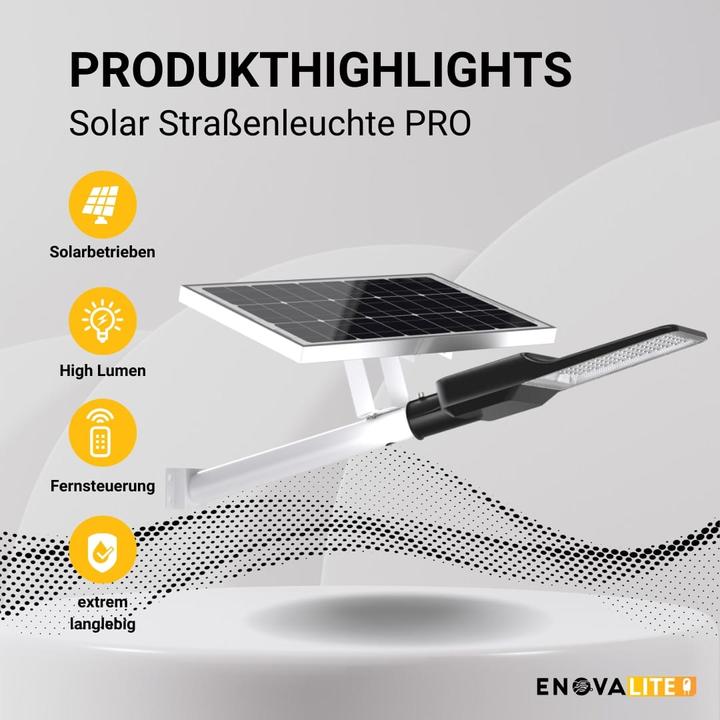 Produktbild Enovalite Solar LED-Strassenleuchte-PRO (4300 lm, IP65)