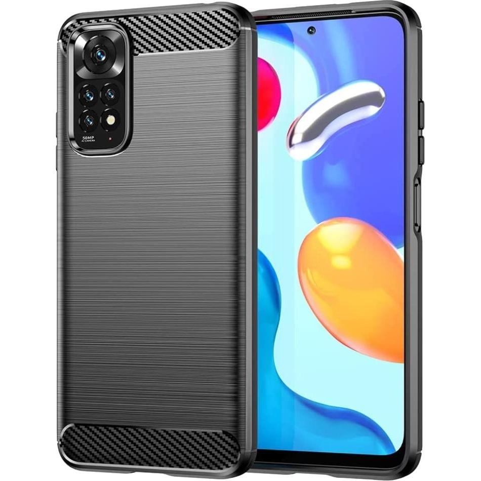 Screenguard Xiaomi Redmi Note 11S Hülle Carbon Brushed Soft TPU (Xiaomi Redmi Note 11S), Smartphone Hülle, Schwarz