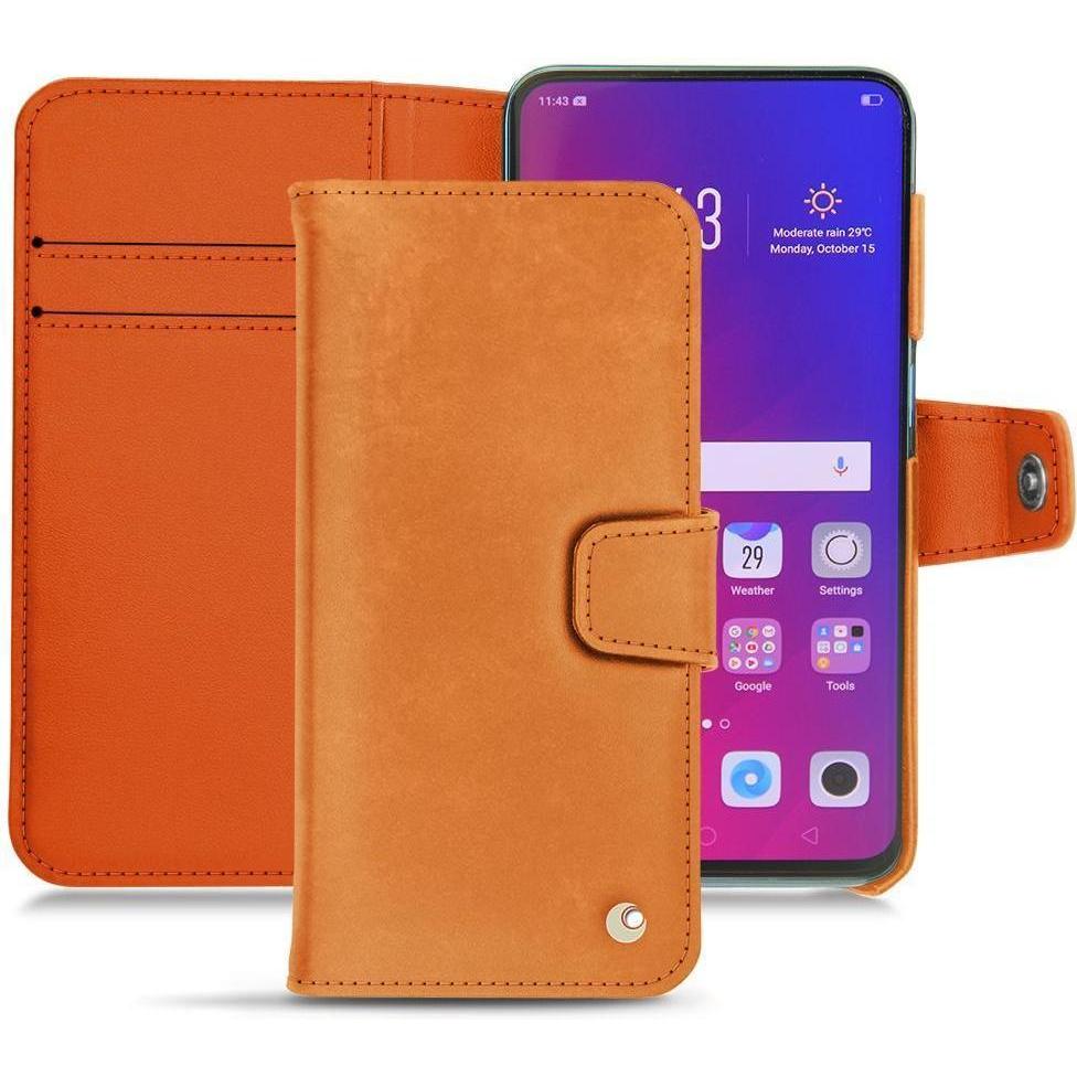 Noreve Lederschutzhülle Wallet (Oppo Find X), Smartphone Hülle, Orange