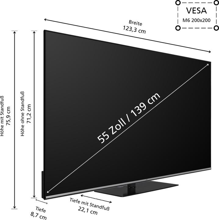 Produktbild JVC QLED Fernseher 55 Zoll Smart TV VIDAA LT-55VDQ6555 4K UHD TV Dolby Vision HDR Triple-Tuner (55", QLED, 4K)