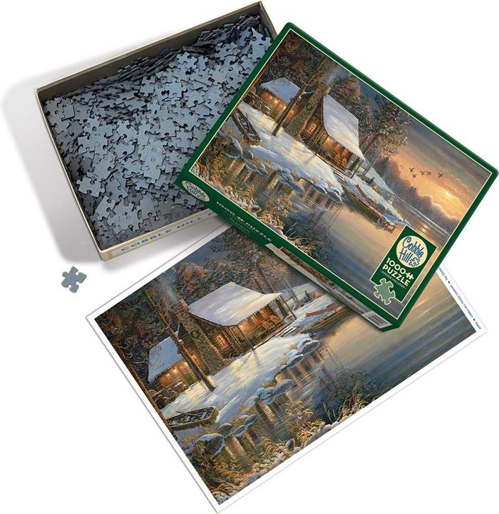 Actual product image Cobble Hill Log cabin in winter (1000 pieces)