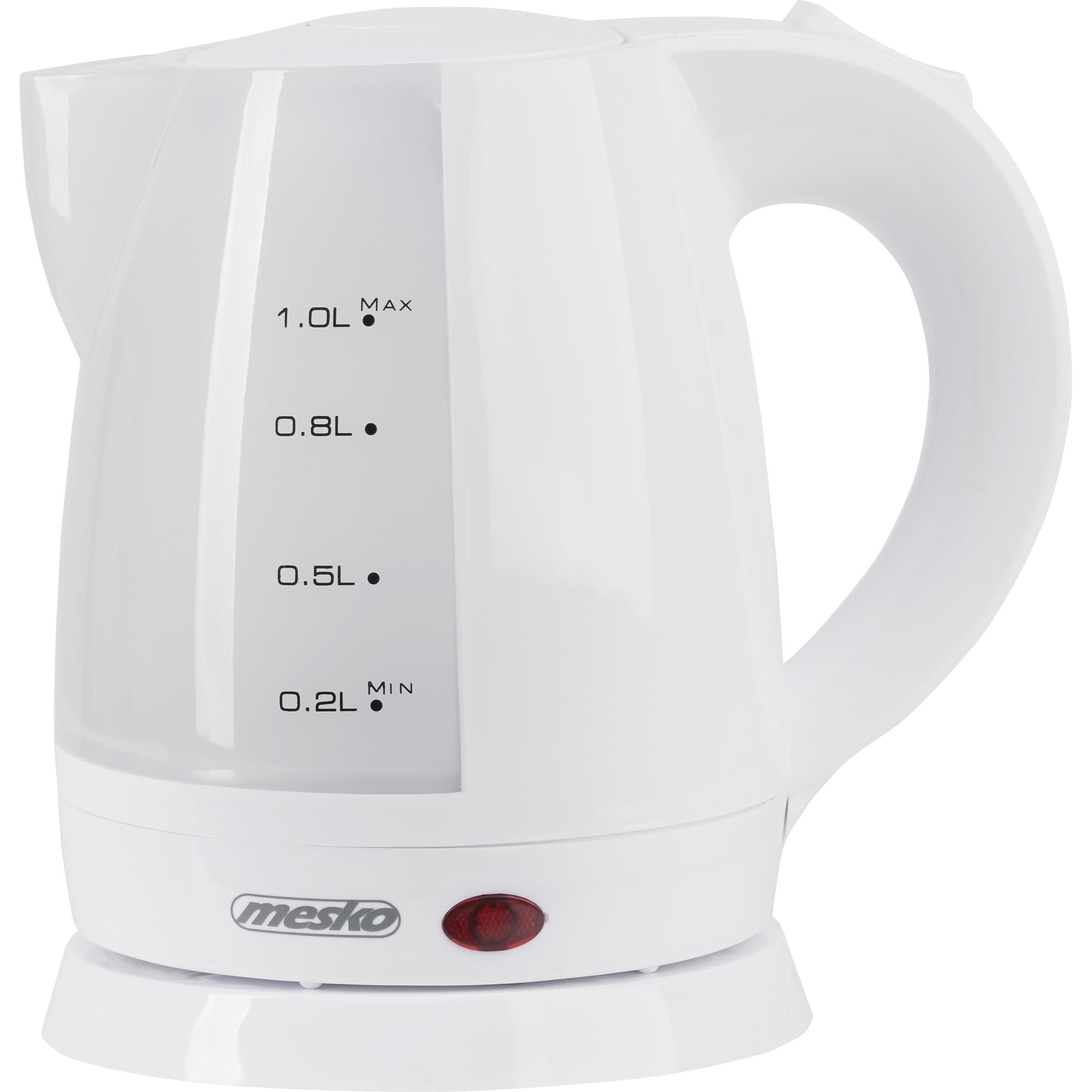 Mesko MS 1276 Standard, Plastic, Baltas, 1600 W, 360° rotational base, 1 L, Wasserkocher, Weiss
