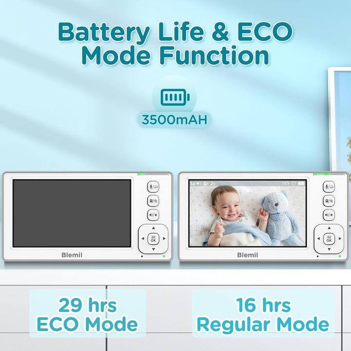 Immagine prodotto Blemil Video-Babyphone mit 29h Akku und Nachtsicht (Video e audio)