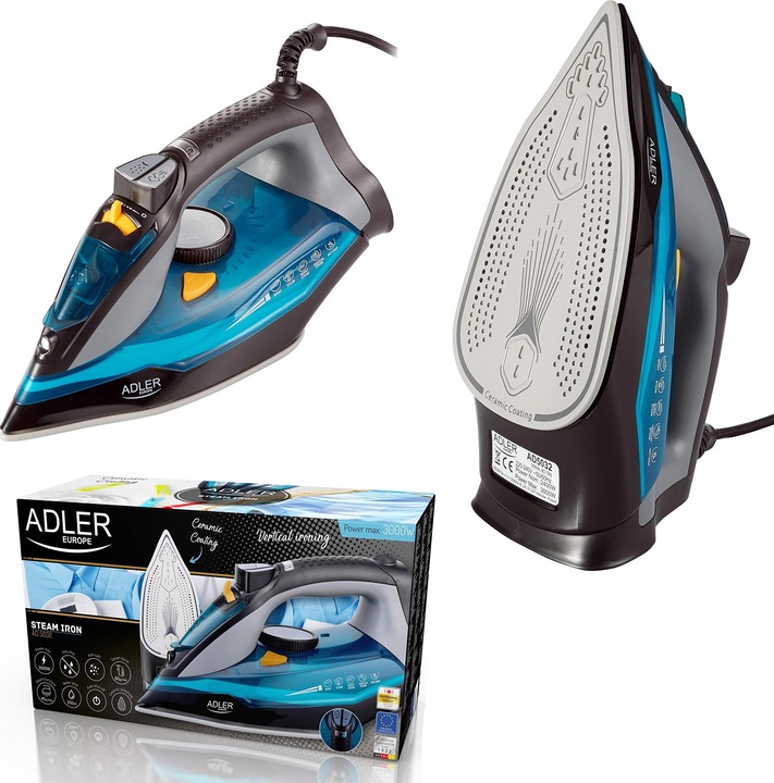 Produktbild Adler AD 5032 Bügeleisen Trocken-Bügeleisen Keramik-Bügelsohle (3000 W, 80 g/min)