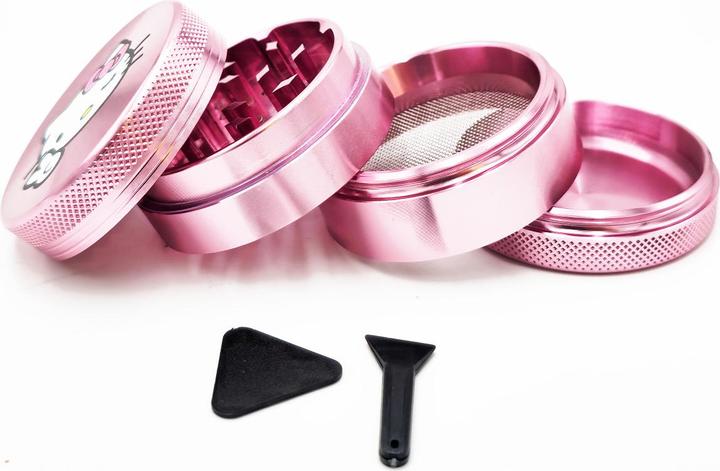 Actual product image BestV Hello Kitty Aluminium Grinder Peace Pink 4Parts 50mm