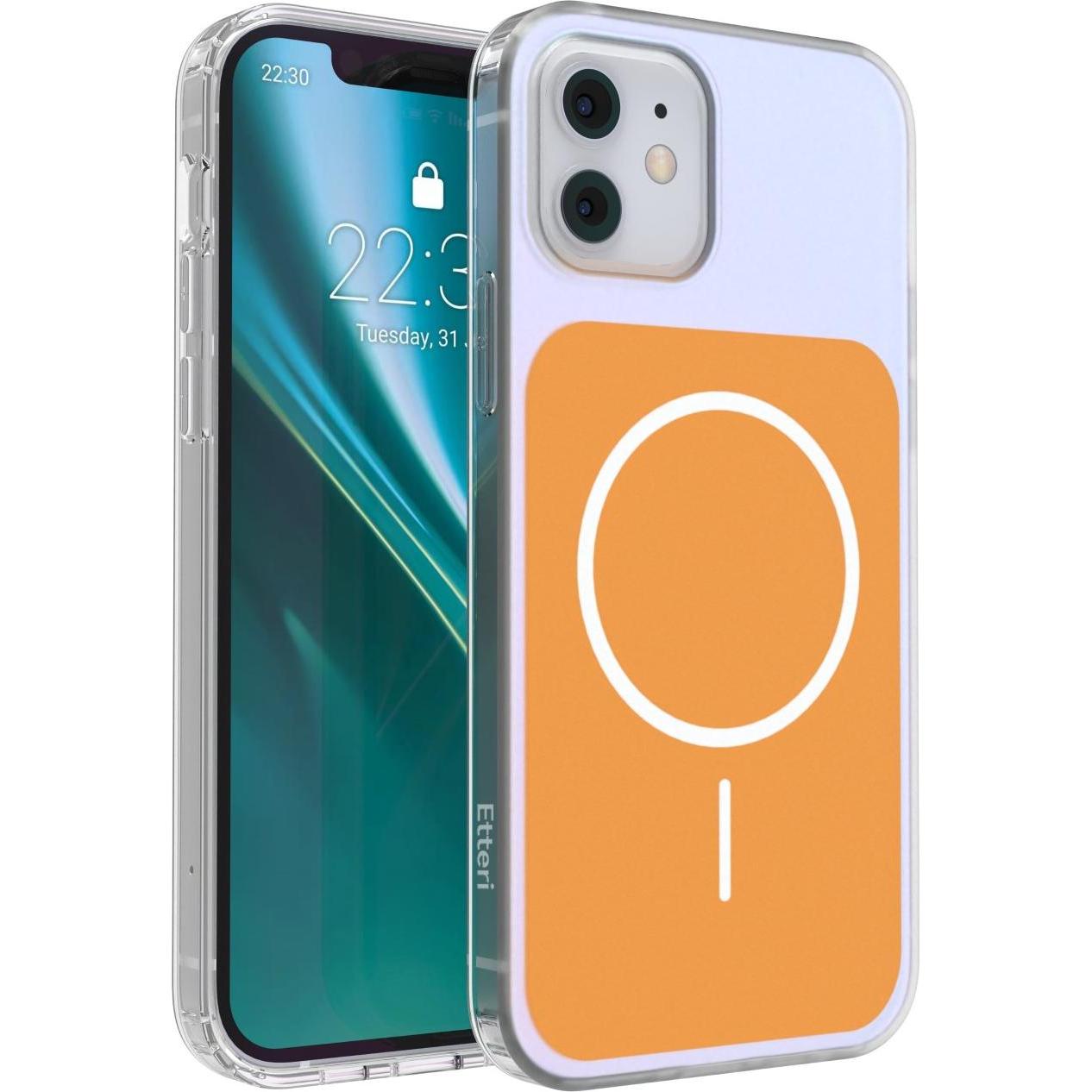 Etteri Hidden Pearl case for iPhone 12 / 12 Pro 6,1" orange (Apple iPhone 12, Apple iPhone 12 Pro), Cover smartphone, Arancia, Trasparente