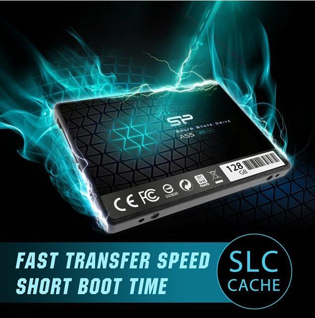 Image du produit Silicon Power A55 128 Go, facteur de forme SSD 2,5", interface SSD SATA, vitesse d'écriture 420 Mo (128 Go, 2.5")