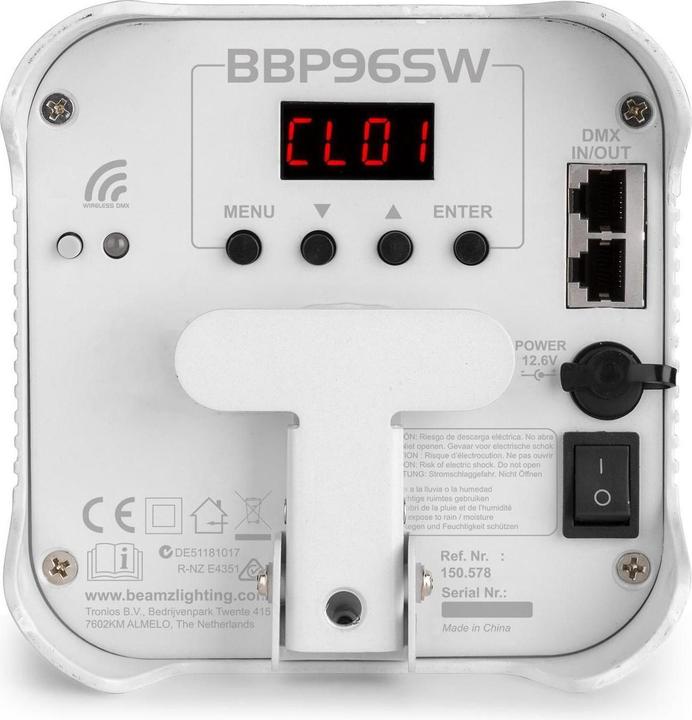 Actual product image BeamZ Floor Spotlight BBP96SW Uplight Par White (LED)