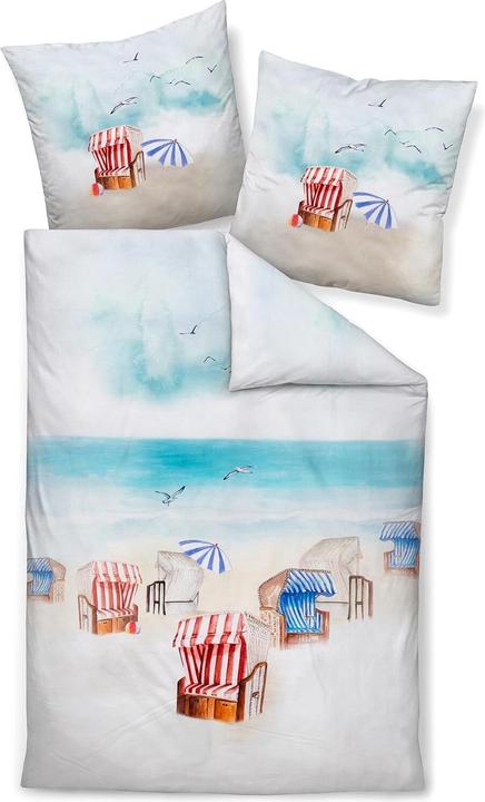 Produktbild Janine Mako-Satin Bettwäsche modern art S 42141-02 himmelblau (Bettwäsche Set, 135x200 cm + 80x80 cm)