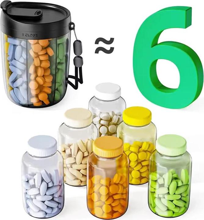 Produktbild Cbx Runde Pillendose Tablettenbox mit 6 separaten Fächer