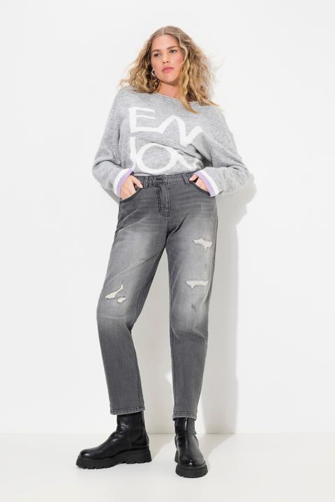 Immagine prodotto Ulla Popken Boyfriend jeans con effetto sdrucito, elasticizzazione e cinque tasche (60)