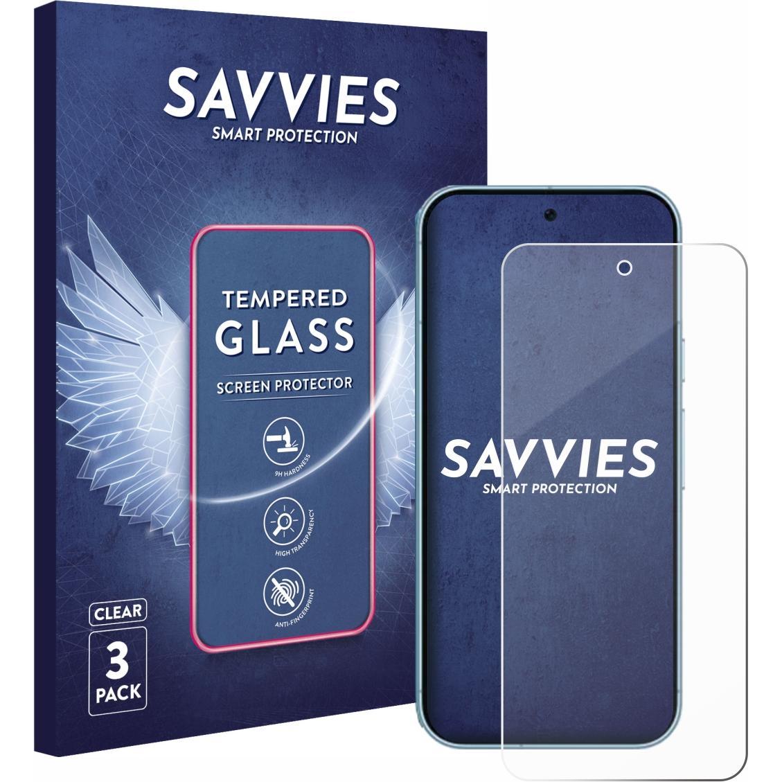 Savvies Panzerglas Displayschutz 9H Schutzglas Glas Klar Transparent (3 Stück, Google Pixel 9 Pro XL), Smartphone Schutz...