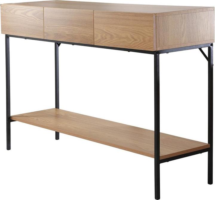 CaliCosy Console 3 tiroirs avec 1 tablette inférieure décor bois et métal noir L120 cm - TESSA (120 x 35 x 80.50 cm)