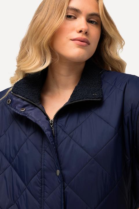 Produktbild Ulla Popken Long-Steppweste, Stehkragen, Zipper, Zipptaschen (50, 52)
