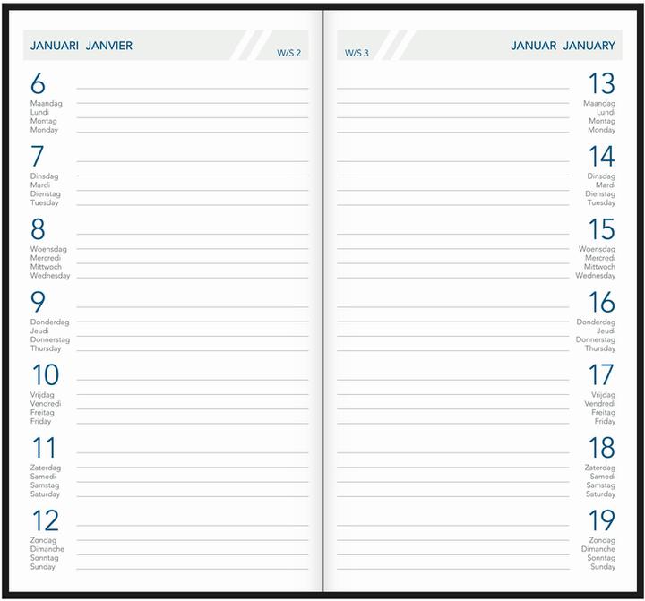 Actual product image Aurora Timeplan (A6, German, Spanish, French, Dutch, Italian, English)