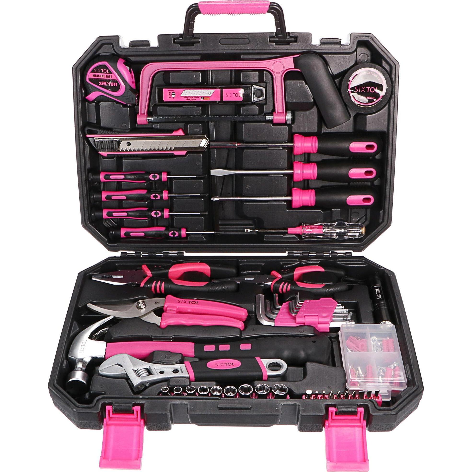 Sixtol, Werkzeugkoffer, Home Pink 128 (128 Teile)