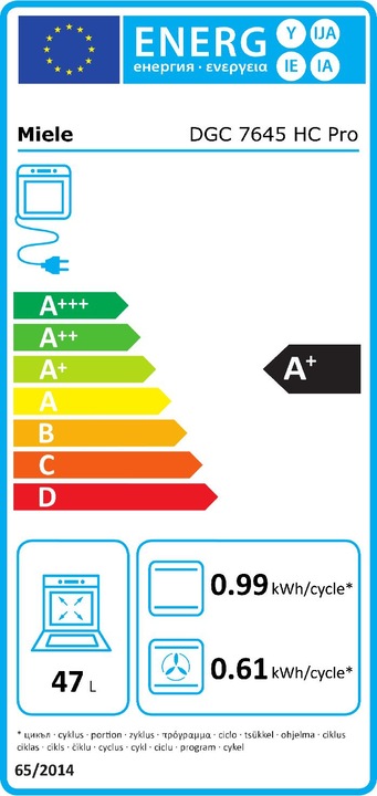 Energy Label Miele DGC 7645 HC Pro