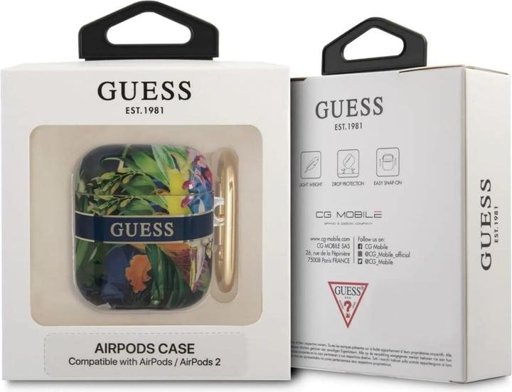 Productafbeelding Guess GUA2HHFLB AirPods hoesje niebieski/blauw Flower Strap Collection (Hoofdtelefoon hoes)