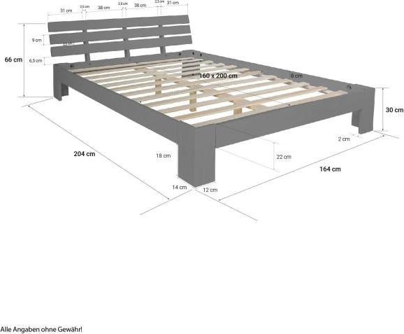 Produktbild Homestyle4u Doppelbett Holzbett Futonbett (160 x 200 cm)