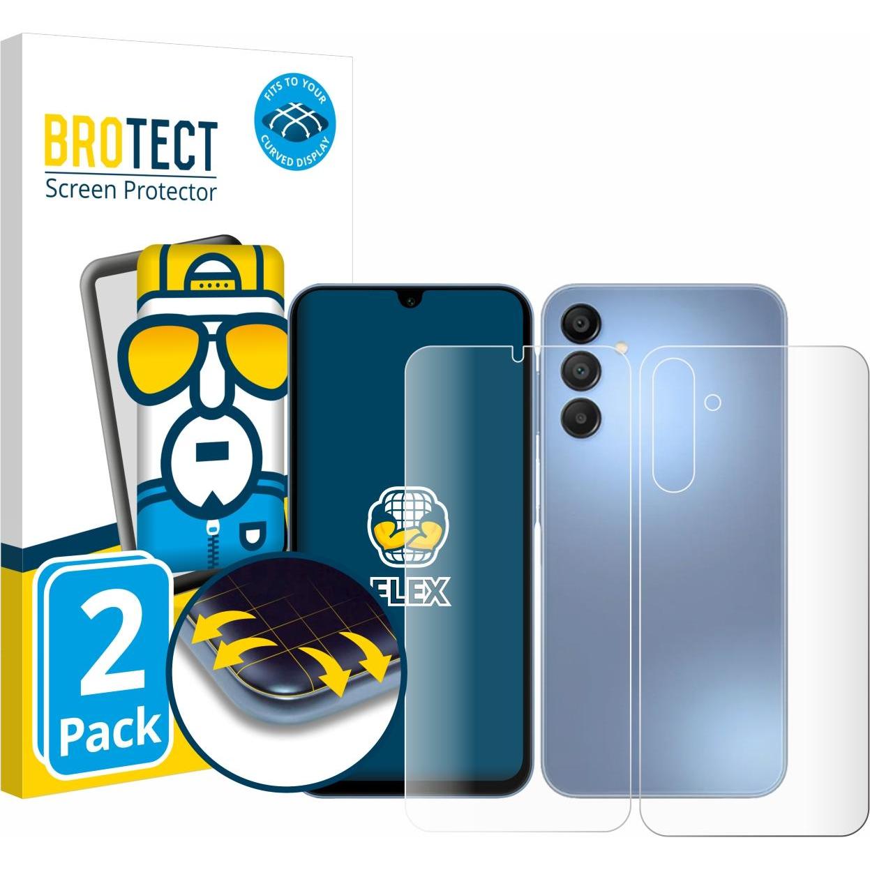 BROTECT Full-Cover Displayschutz (2 Stück, Samsung Galaxy A15 5G), Smartphone Schutzfolie, Transparent
