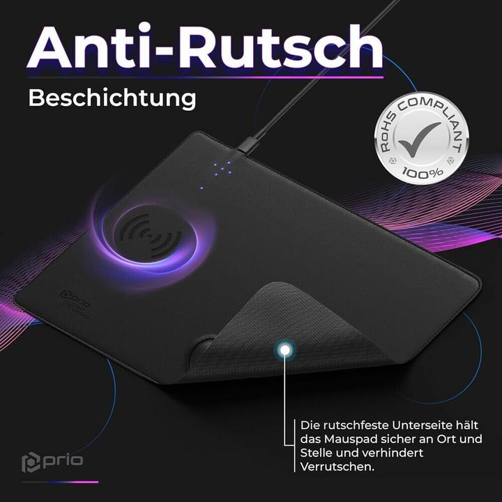 Actual product image prio Fast Wireless Charging Mouse Pad 15W (USB C) black