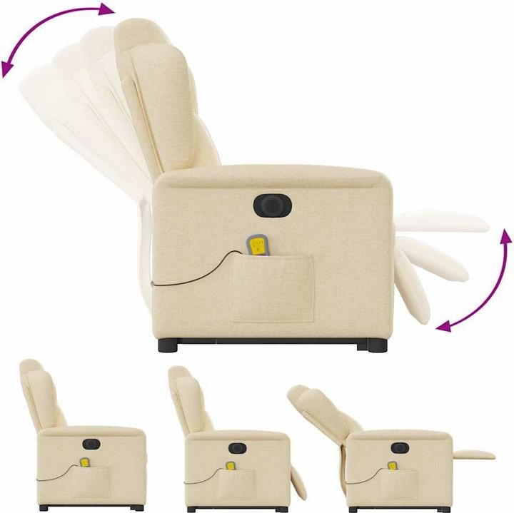 Immagine prodotto VidaXL Poltrona massaggiante elettrica con ausilio stand-up in tessuto crema