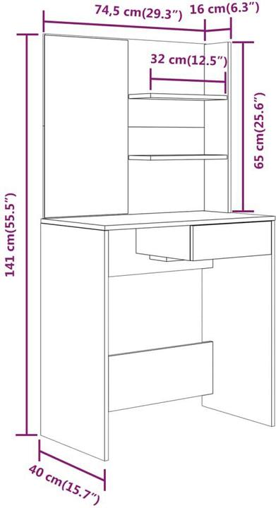 Produktbild VidaXL Xander (74.5 x 40 x 141 cm)