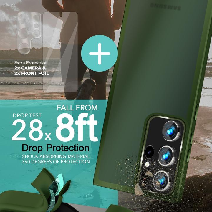 Immagine prodotto Nalia Cover ibrida semitrasparente con 2x vetro di protezione del display e 2x vetro della fotocamera (Samsung Galaxy S23 Ultra)