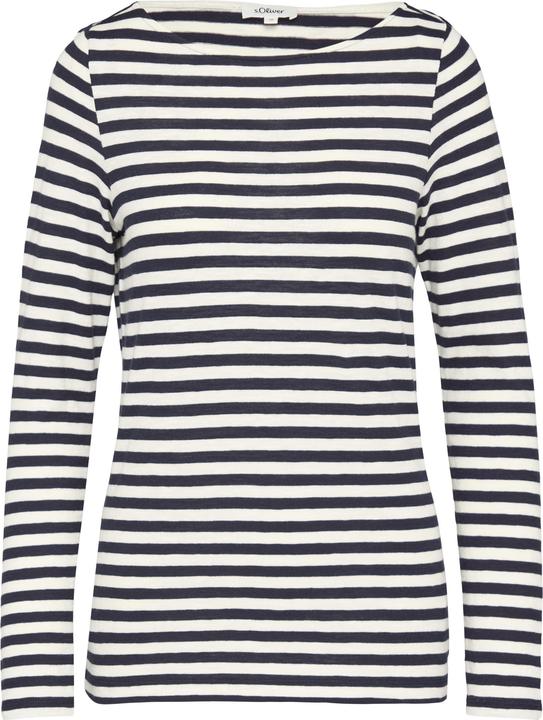 Produktbild S.Oliver T-Shirt Geringeltes Langarmshirt aus Flammgarn mit U-Boot-Ausschnitt (36)
