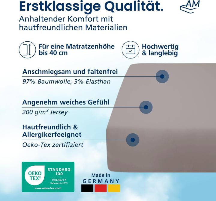 Actual product image AM Qualitätsmatratzen Premium Spannbettlaken für Boxspringbett, Baumwolle (200gsm) (80 x 200 cm)