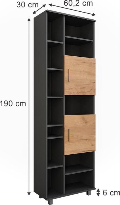 Produktbild Vicco Hochschrank Ilias, Anthrazit/Goldkraft Eiche, 60.2 x 190 cm