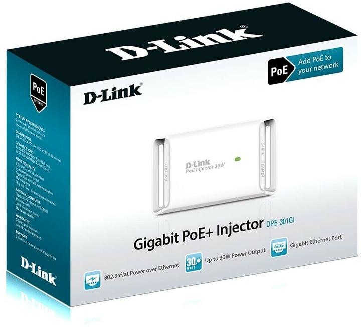 Produktbild D-Link DPE301GI: PoE+ Gigabit Injector (802.3af (PoE), 802.3at (PoE+), 32.40 W)