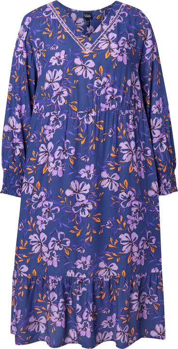 Produktbild Ulla Popken Midikleid, Blüten, A-Linie, V-Ausschnitt, Langarm (58)