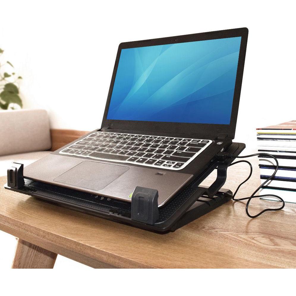Thumbnail - ACT Laptop cooling stand, up to 17", adjustable height (5 positions), 2-port hub, Notebook Ständer, Schwarz