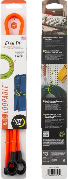 Produktbild Nite Ize NiteIze Gear Tie Loopable 24 2er-Pack Orange (Klettkabelbinder, 609.60 mm, 2 Stk.)