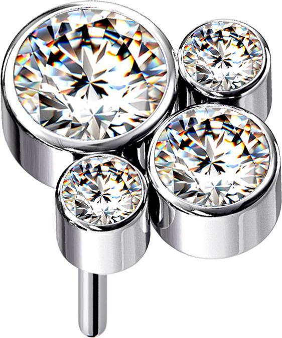 Produktbild Star Piercing Threadless silber vier Kristalle silber (ohne Messing, Titan)
