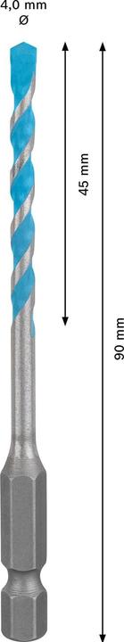 Actual product image Bosch Professional Zubehör Expert HEX-9 MultiConstruction drill, 4 x 45 x 90 mm (4 mm)