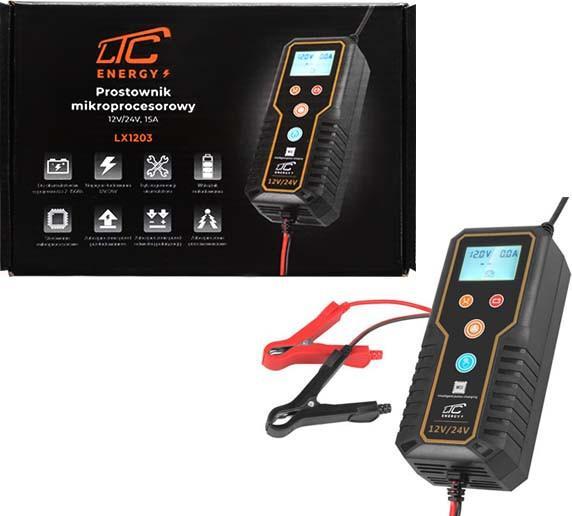 Produktbild Lasmex Automatisches Ladegerät, Mikroprozessor-Gleichrichter LTC 12V/24V 15A (12V, 24V, 15 A)