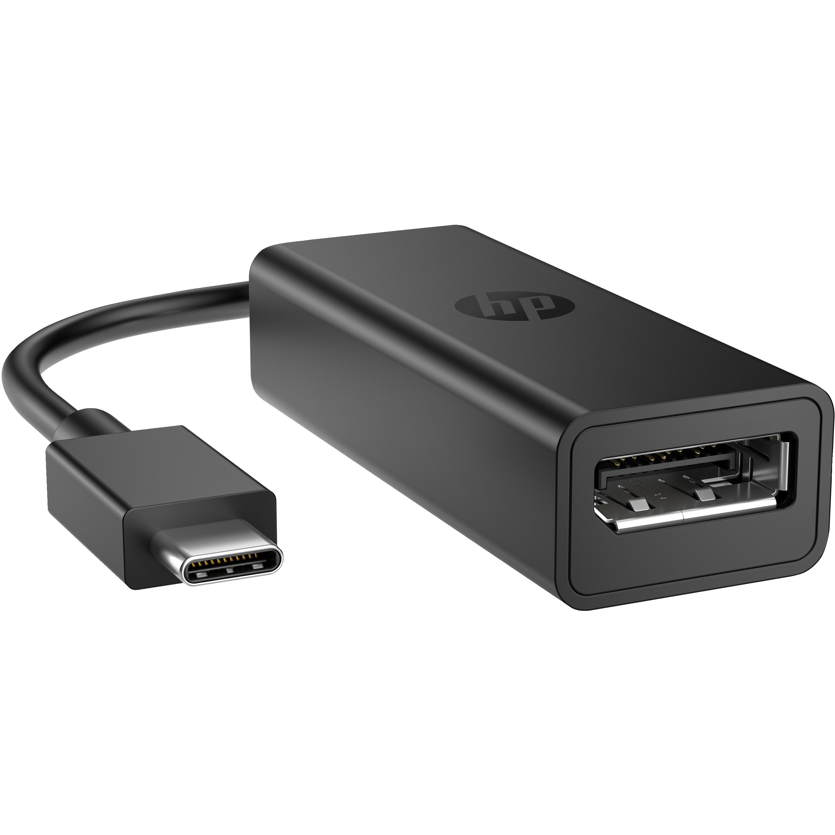 HP Hewlett-Packard USB-C to DisplayPort Adapter G2, USB-C, to (12 cm), Data + Video Adapter, Schwarz