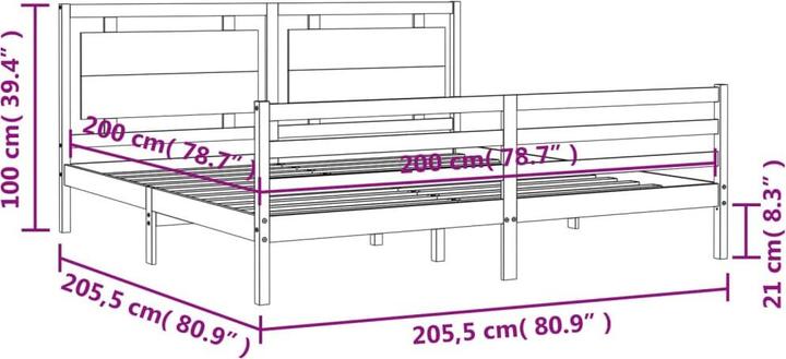 Actual product image vidaXL Bettrahmen (200 x 200 cm)
