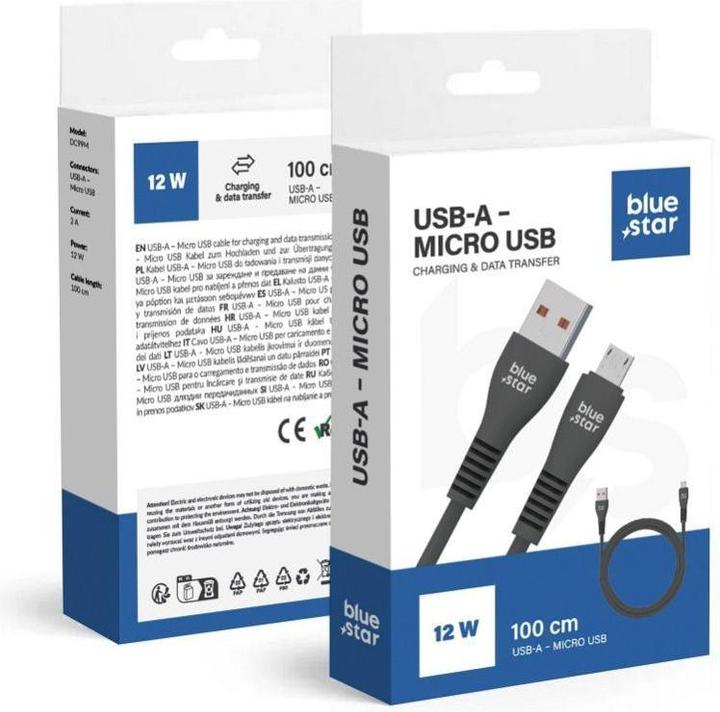 Actual product image BlueStar Cable Blue Star BLUE STAR cable USB A to Micro USB 2A 12W DC99M 1 m black (1 m, USB 2.0, 12 W)