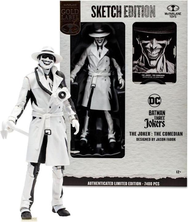 Produktbild McFarlane Batman: Three Jokers DC Multiverse Actionfigur The Joker: The Comedian Sketch Edition (Gold Label) 1