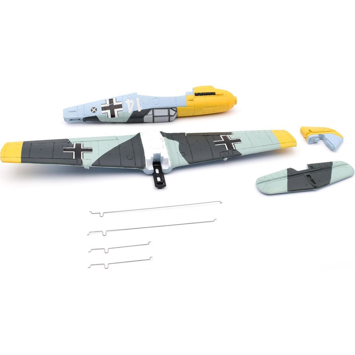 Modster MDX BF 109 E 400mm: Rumpf + Motor + Tragfläche + Höhenleitwerk + Anlenkungsdrähte