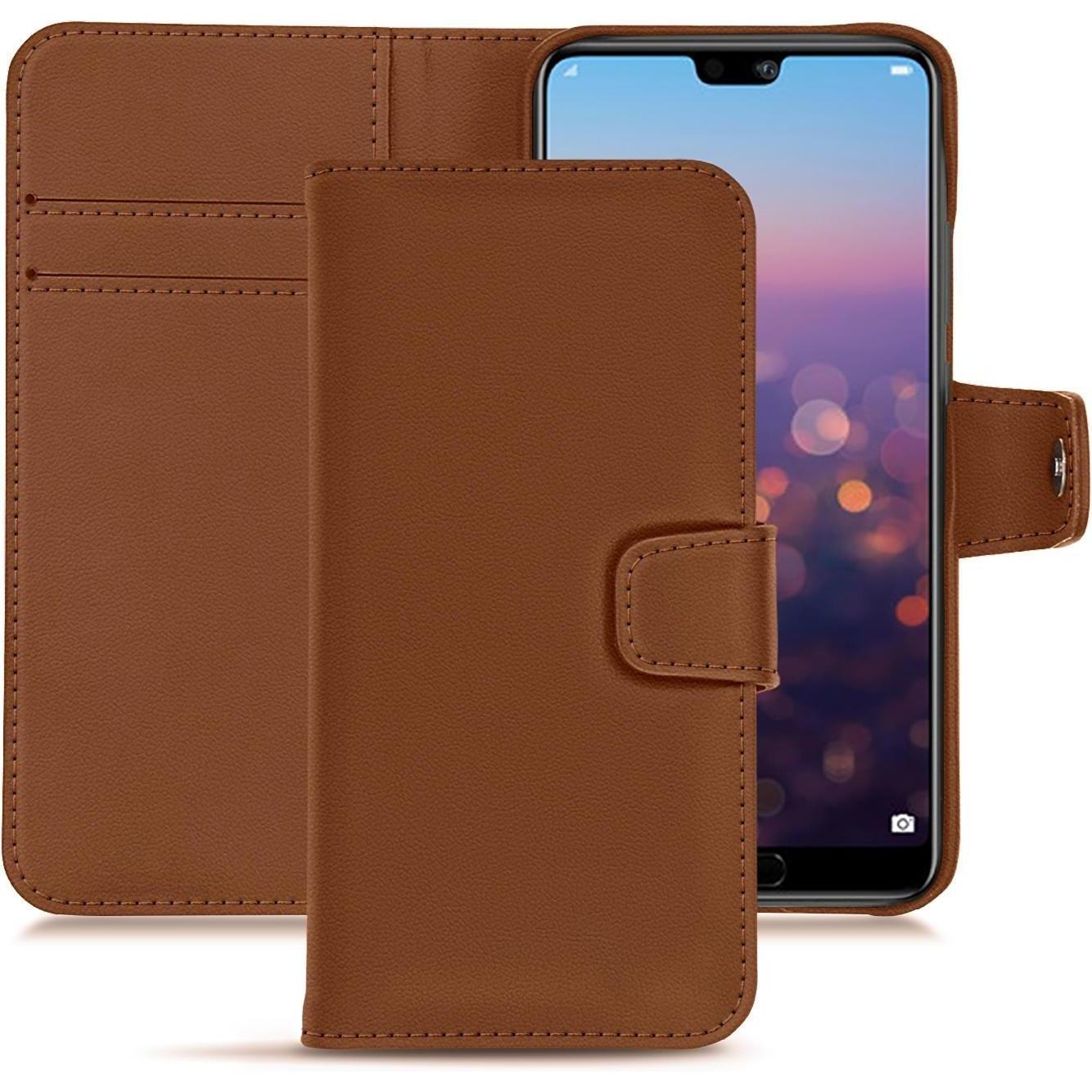 Noreve Lederschutzhülle Wallet (Huawei P20), Smartphone Hülle, Braun