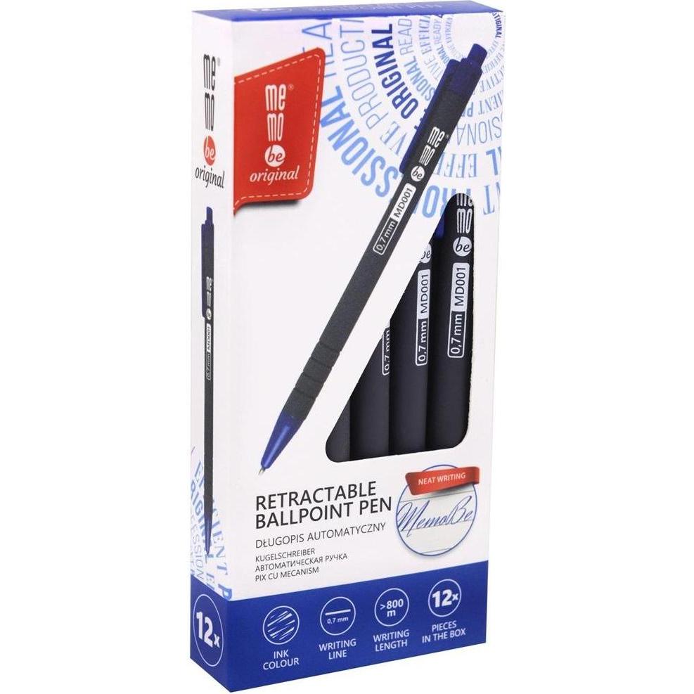 Memobe, Penne, Automatischer Kugelschreiber mit vier Linien (12 Stück) (Blu, Grigio, 12x)