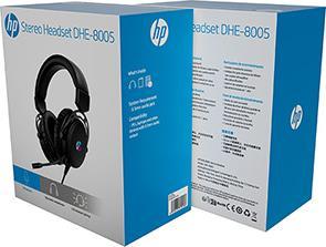 Immagine prodotto HP DHE-8005N Kophörer mit Mikrofon, wire, schwarz, 2.0, unterbeleuchtet, 3.5 mm jack + USB (Cablato)