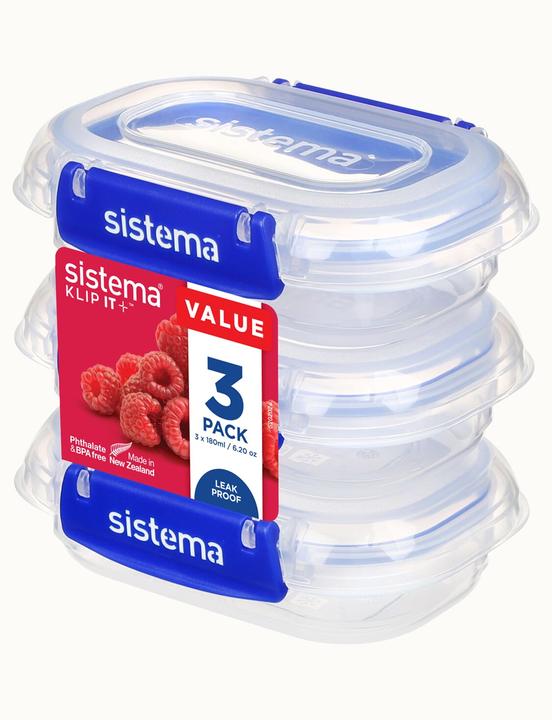 Actual product image Sistema Rectangle Klip it Plus 3 Pack 180ml (0.18 l)