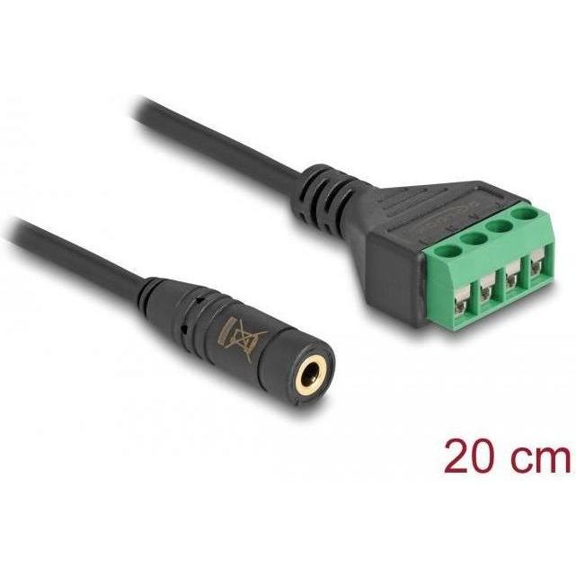 Delock Kabel Klinkenbuchse 3,5 mm 4 Pin zu Terminalblock Adapter 20 cm (0.20 m), Audio Kabel