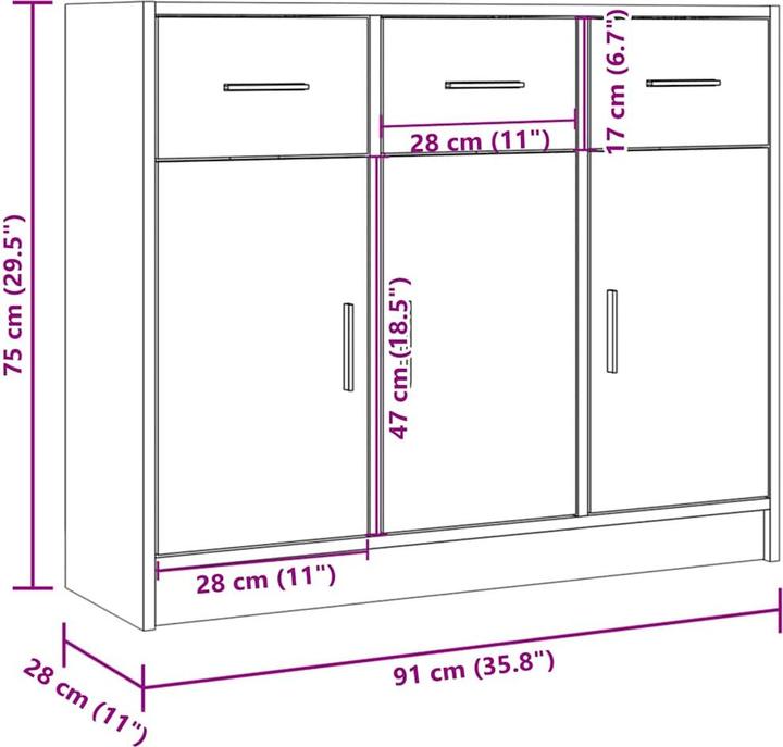 Image du produit vidaXL Sideboard (91 x 28 x 75 cm)