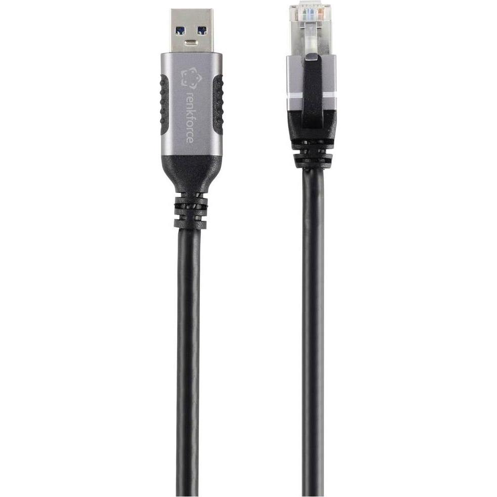 Thumbnail - Renkforce USB, Netzwerk Adapterkabel (1x USB 3.2 Gen 1 Stecker A (USB 3.0) - 1x (RJ45 (1x)), Netzwerkadapter, Grau, Schw...
